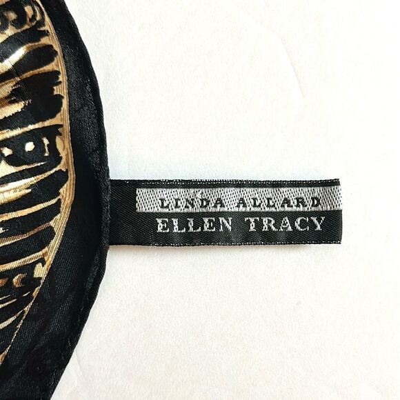 Ellen Tracy Linda Allard Silk Jacquard Cheetah Scarf Black Red Beige Vintage - Picture 11 of 12